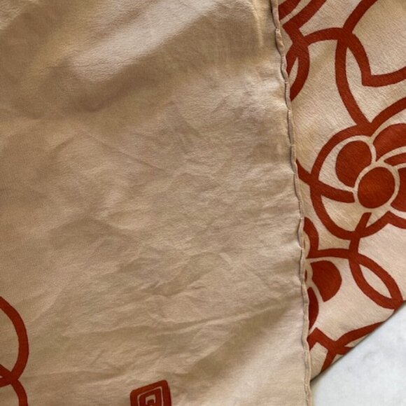 ITALIAN Halle Bros Co Vintage Oblong Scarf Tan Orange - Picture 11 of 15